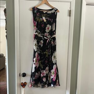 Talbots Pink and White Sheath Dress Sleeveless Midi